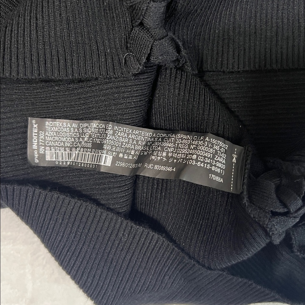 Zara Knitwear Collection Black Ribbed Midi Dress w/ Braided Side Detail NWT - Picture 9 of 9
